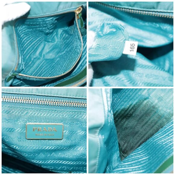 PRADA Tote Bag Nylon Blue Gold Auth - Picture 14 of 15